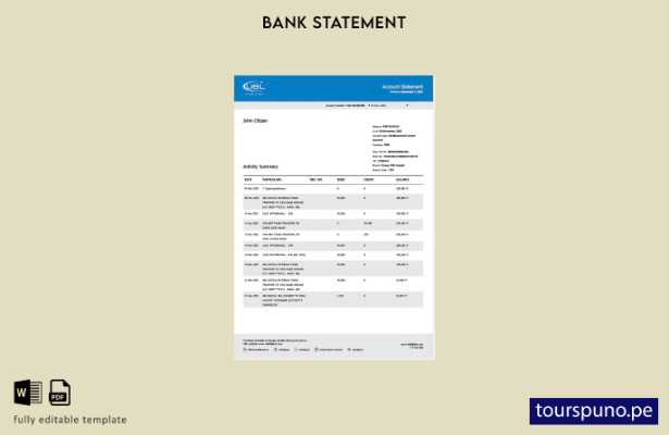 listo para imprimir Plantilla de Word   estado de cuenta de Pakistán United Bank
